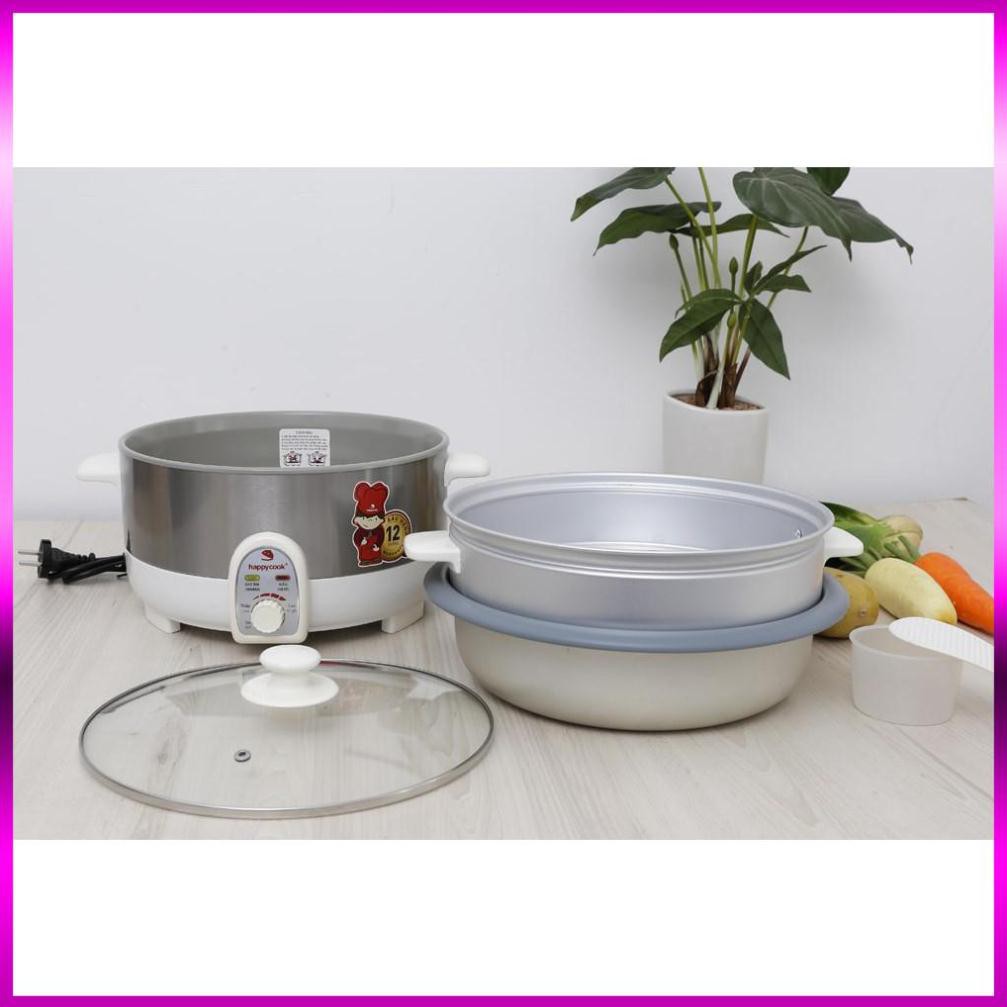 [BẢO HÀNH 6 THÁNG] NỒI LẨU ĐA NĂNG XỬNG HẤP KÈM LẮP KÍNH Happy Cook DUNG TÍCH 3,5 lít