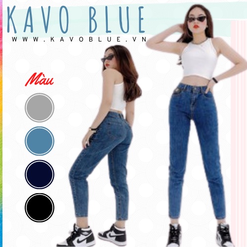 Quần Bò Nữ KAVO BLUE Dáng Boy Co Giãn 4 Chiều Chất Dày Dặn Mã BY95-04