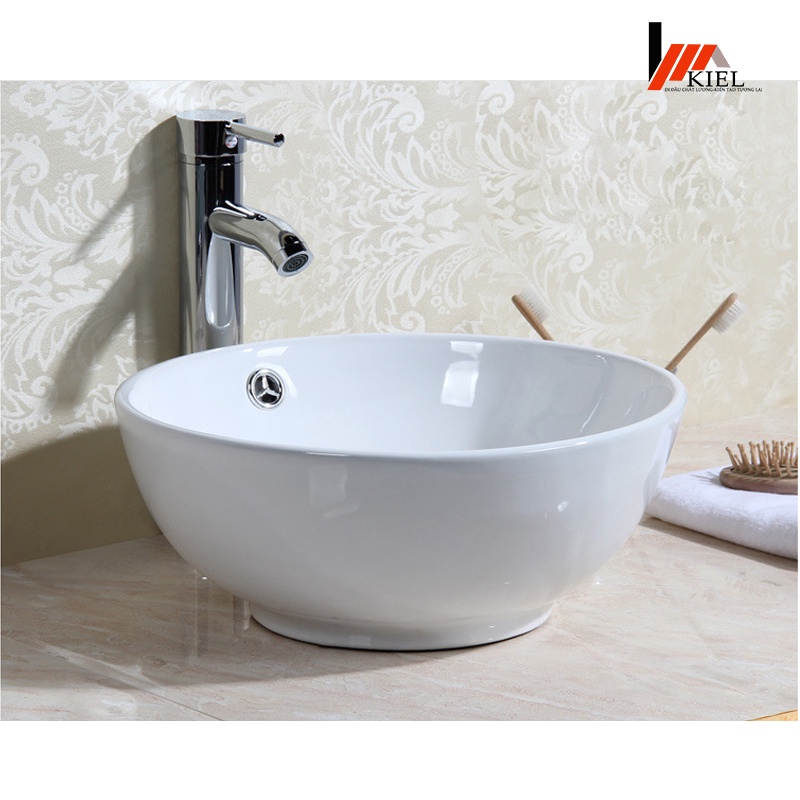 Chậu lavabo tròn sứ đặt bàn hình bát cao cấp sang trọng với lớp men dày ,bóng đều màu chống bám bẩn-Bảo hành 10 năm