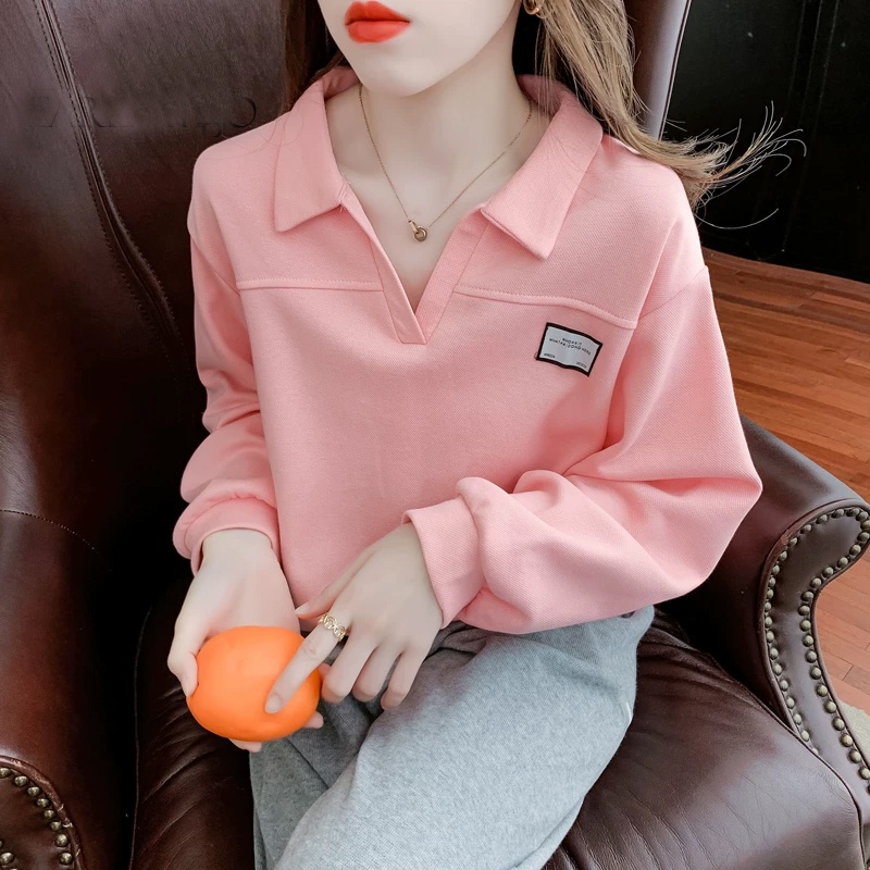 【ZHELIHANGFEI】Áo Dệt Kim Tay Dài Cổ Bẻ Lưng Cao Dáng Rộng Phong Cách Thời Trang Mỹ