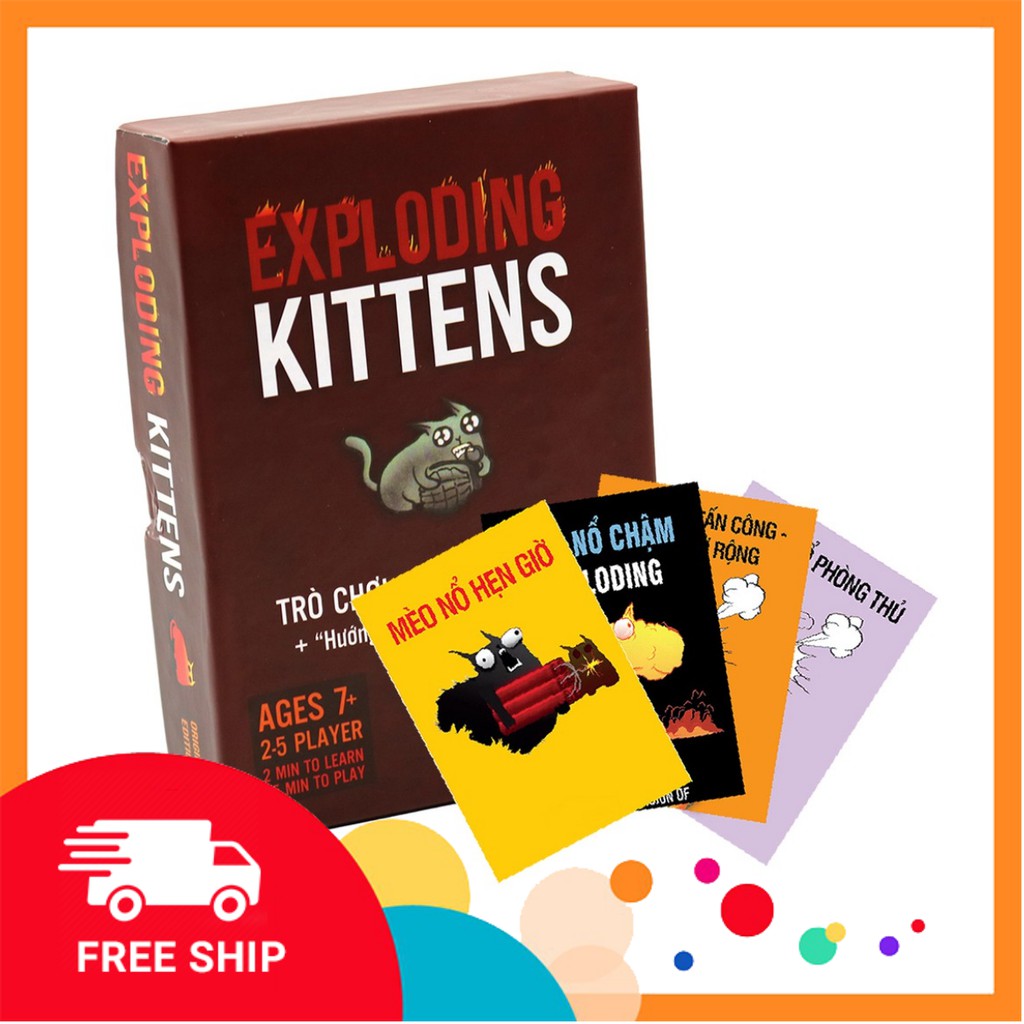 Combo mèo nổ Exploding Kittens + 4 Bản Mở Rộng (Phiên Bản Red Limited)