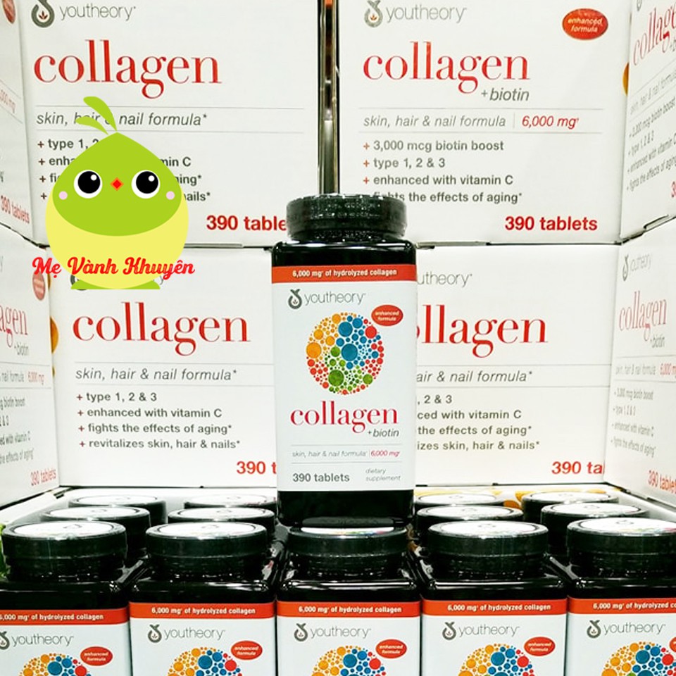 Hỗ trợ đẹp da, móng, tóc Youtheory Collagen + Biotin, Mỹ