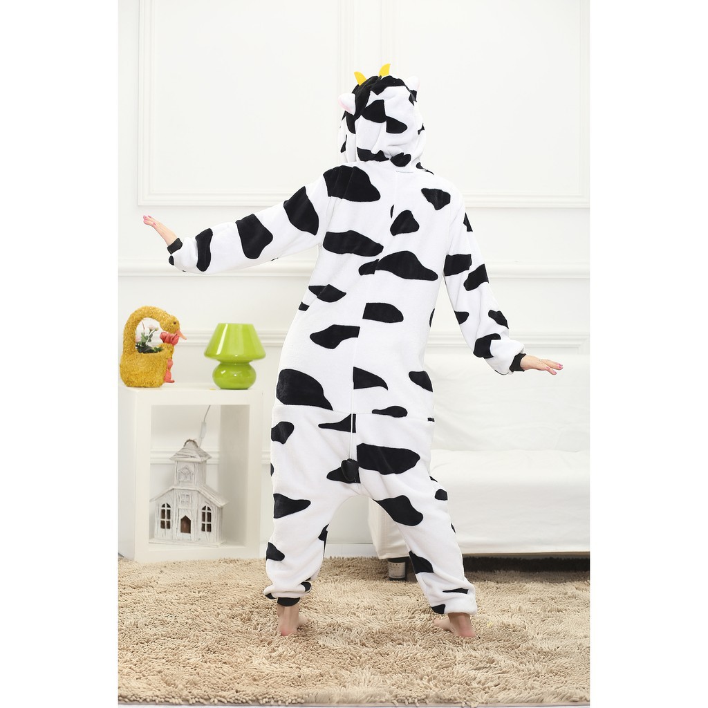 Bộ đồ ngủ hóa trang hình con bò sữa dành cho người lớn/ trẻ em tiệc Halloween