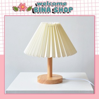 Đèn Ngủ Để Bàn Thân Gỗ Phong Cách Hàn Quốc - Đèn Ngủ Xếp Ly Công Tắc Điều Chỉnh Độ Sáng- BinaShop