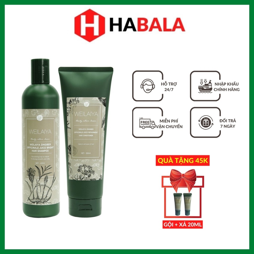 Dầu Gội Xả Gừng, Dầu Gội Hà Thủ Ô Chống Rụng Tóc Weilaiya 400ml - Habala Shop