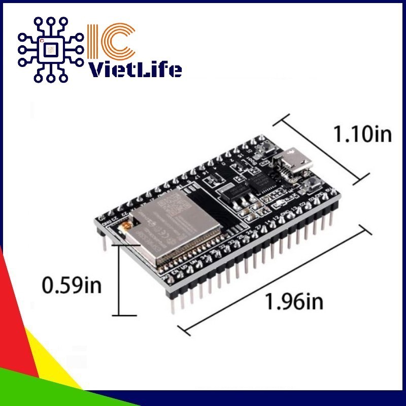 Module RF Thu Phát Wifi BLE  ESP32-DevKitC V4 Tặng Kèm Ăng Ten 2.4GHz 3dBi IPEX (BẮT SÓNG MẠNH GẤP 3 LẦN WIFI ON BOARD)