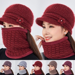 Bộ 2 món gồm mũ len kèm khăn choàng cổ giữ ấm thời trang nữ tính