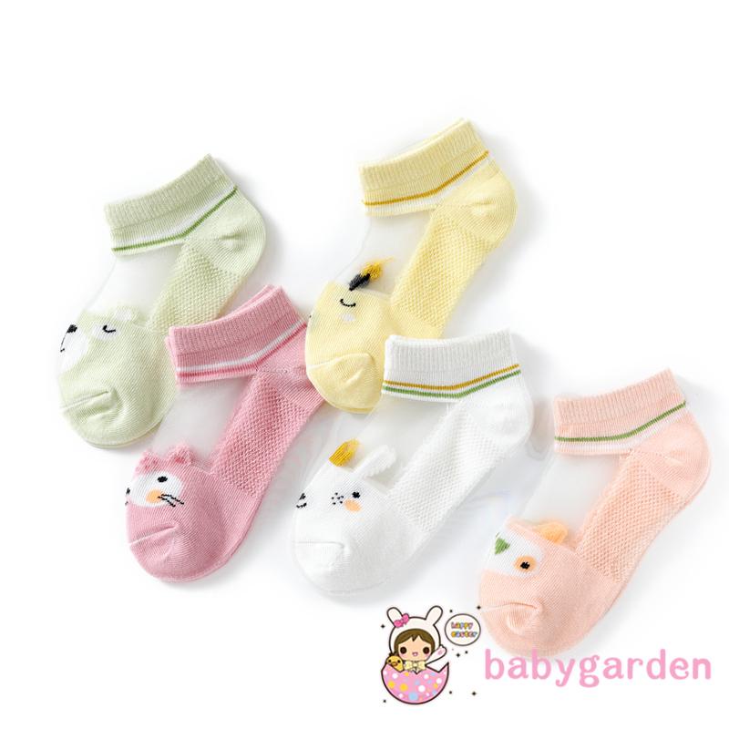 Bộ 5 đôi vớ cổ ngắn thoáng khí in họa tiết hoạt hình thời trang mùa hè cho bé 1-12 tuổi