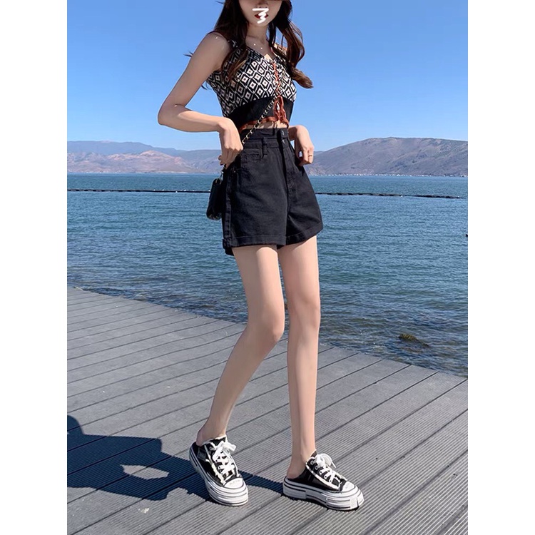 Quần Short Bò Nữ Hai Cúc Gấp Gấu TDSHOPNT Quần Shorts Jeans Denim Hàn Quốc Cá Tính