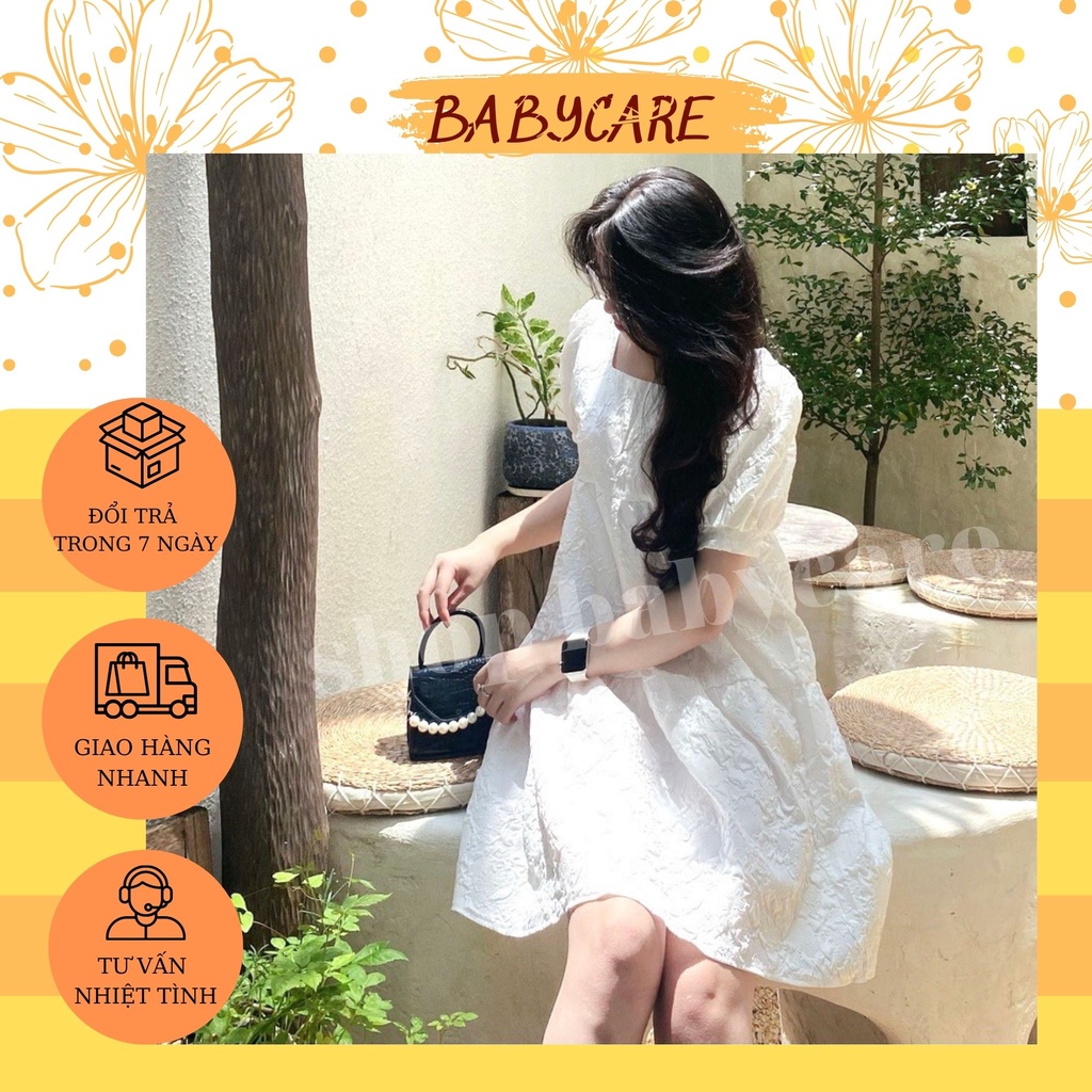 VÁY BẦU XINH-ĐẦM BẦU BABYDOLL DÁNG XÒE,VÁY CỔ VUÔNG VẢI GẤM XỐP CHẤT ĐẸP LOẠI 1 MÀU XANH VÀ TRẮNG