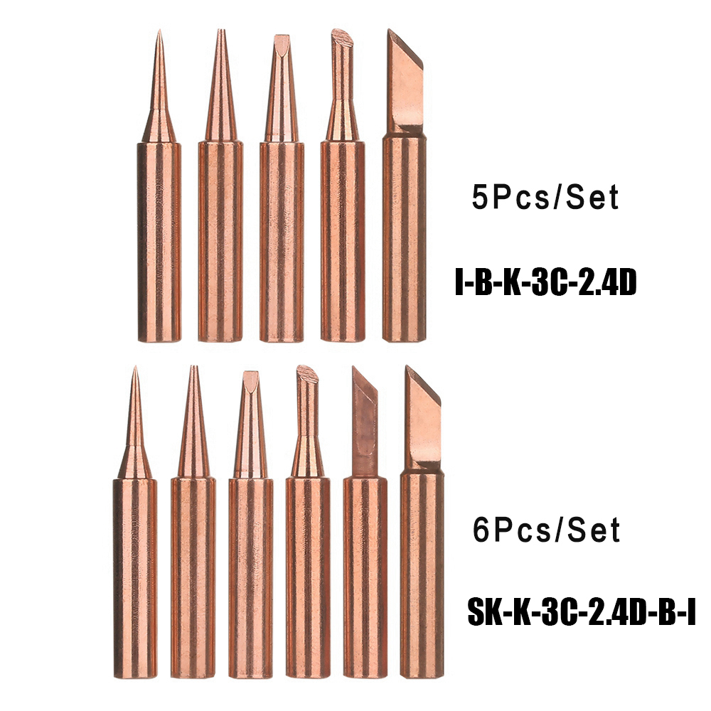 Set 5 hay 6 mũi hàn sắt đồng không chì SK/K/3C/2.4D/B/I I/B/K/3C/2.4D cho trạm hàn 936/937/938/969/8586 r 900M-T
