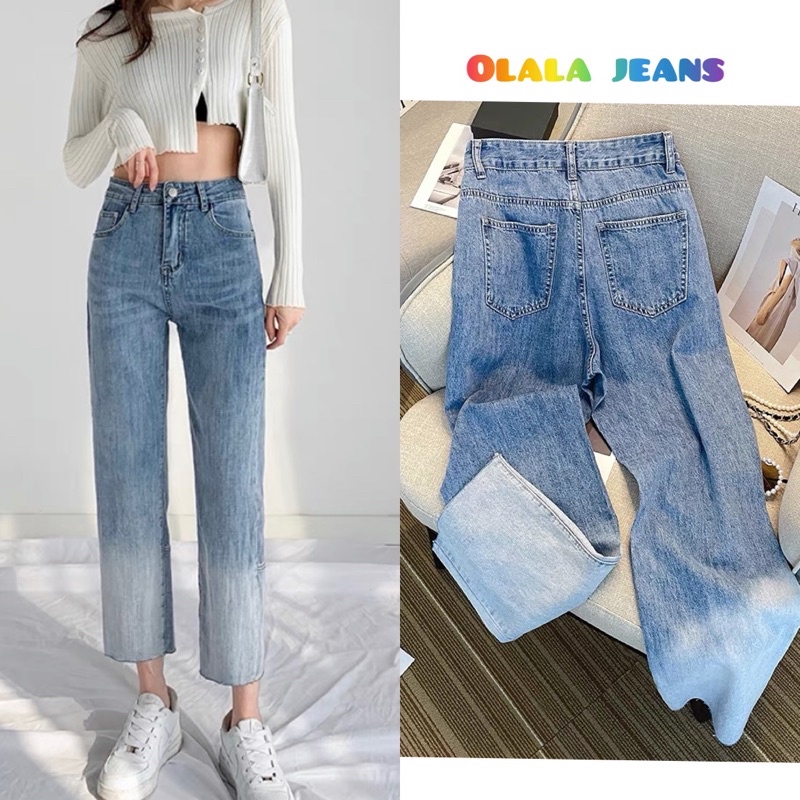 Quần Dài Ống Suông Nữ Lưng Cao Loang Hai Màu Chất Vãi Co Giãn Mặc Thoải Mái