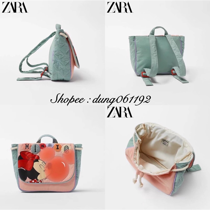 Balo zara mickey xanh style phong cách cho bé gái, balo đi học