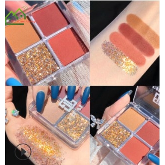 Bảng phấn mắt 4 màu ánh nhũ ngọc trai lấp lánh tự nhiên thời trang chống thấm nước