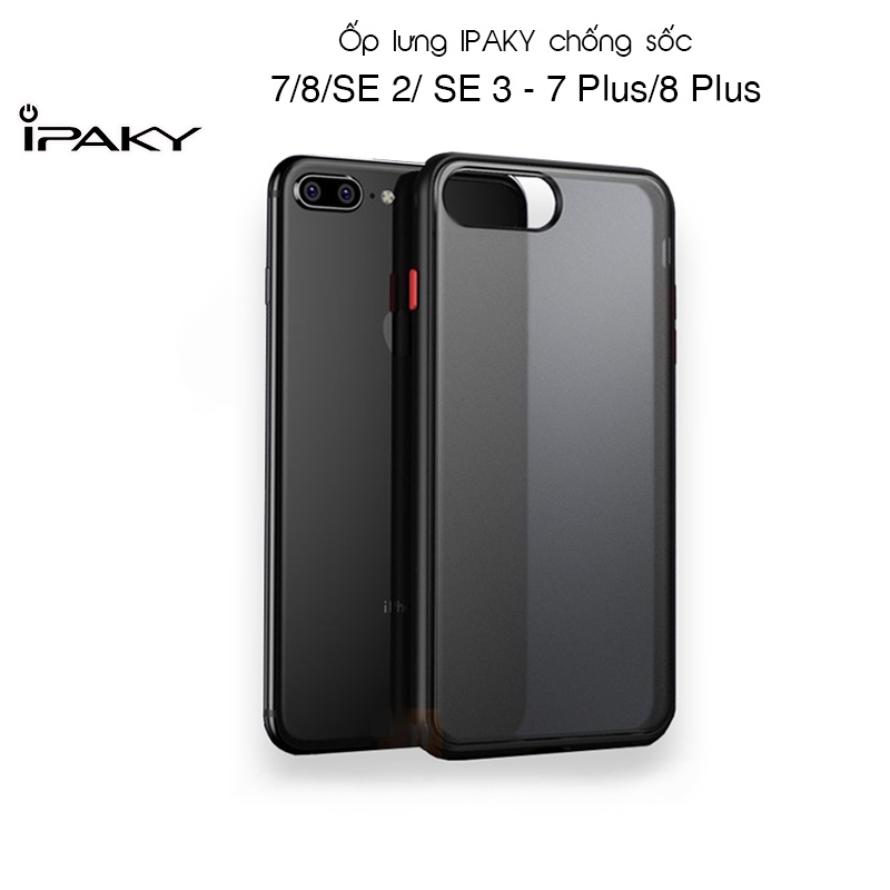 Ốp lưng IPAKY iPhone 7/ 8/ SE 2/ SE 3 hoặc iPhone 7 Plus/ 8 Plus - Ultra Hybrid - Mặt lưng NHÁM MỜ