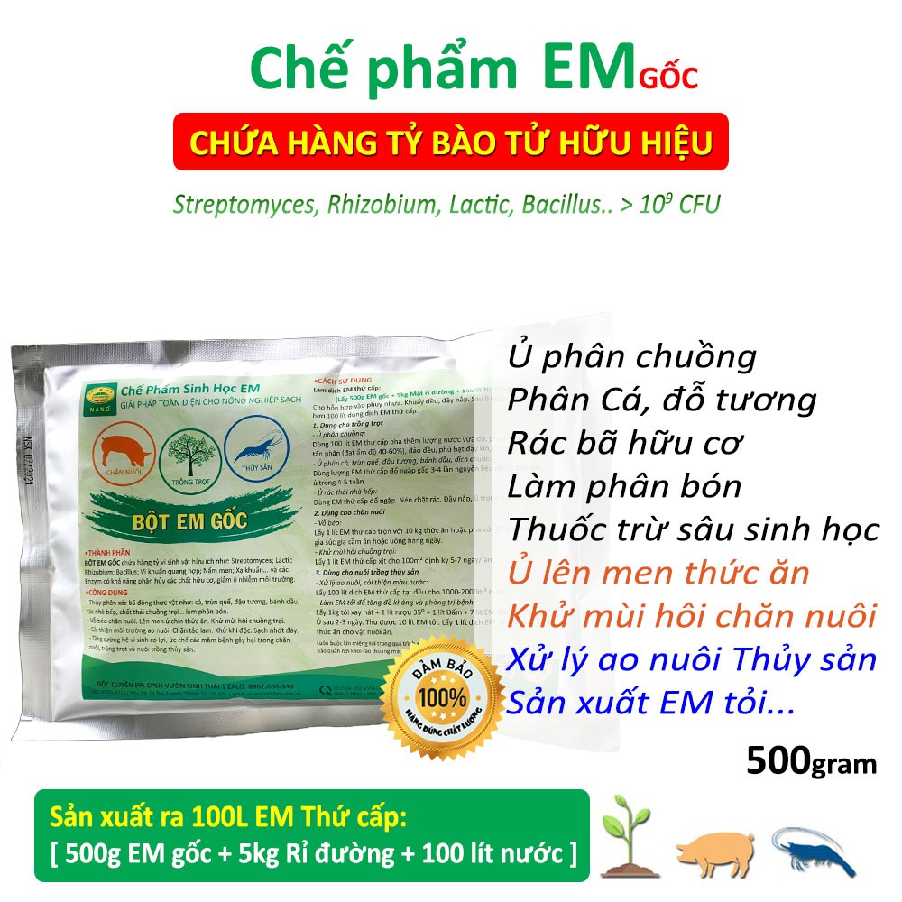 Chế phẩm EM gốc dạng bột 500g - Men vi sinh cao cấp - Hàng tỷ lợi khuẩn - Nông Nghiệp Sạch chăn nuôi trồng trọt thủy sản