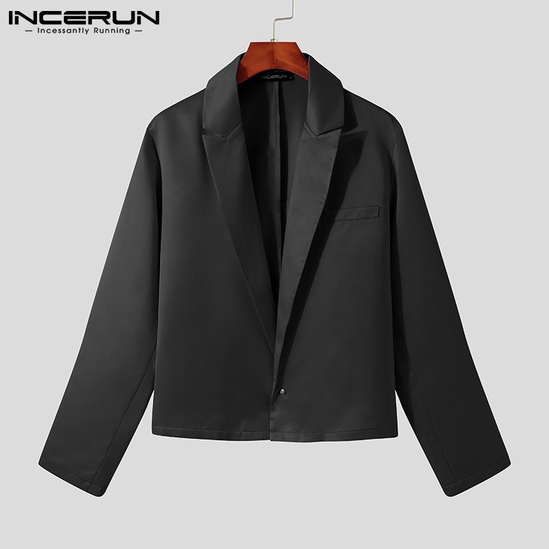 Áo khoác blazer INCERUN 3 màu trơn tay dài mềm mại với 1 nút cài dành cho nam