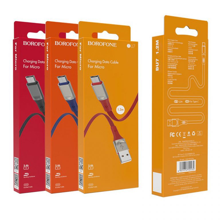 Cáp Sạc MICRO USB Borofone BU7 Dài 1.2M Dây Dù Cho Android - BH 12 Tháng 1 đổi 1 (MÀU SẮC NGẪU NHIÊN) - Hưng Long PC