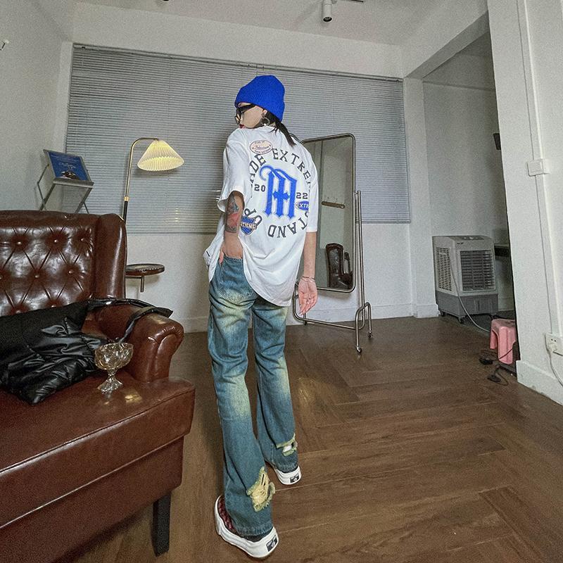 Quần Jeans Dài Màu Sắc Tương Phản Thời Trang Dành Cho Nữ