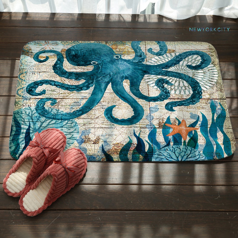 Thảm Lót Sàn Chống Trượt Hình Bạch Tuộc / Cá Voi / Cá Ngựa Độc Đáo Trang Trí Nhà Cửa