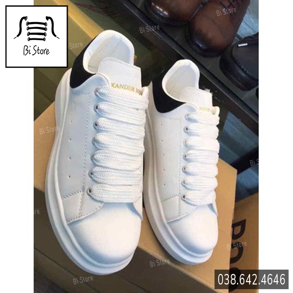 Dây giày MCQ bản to màu trắng, đen dẹt rộng 1,5cm dài 120cm