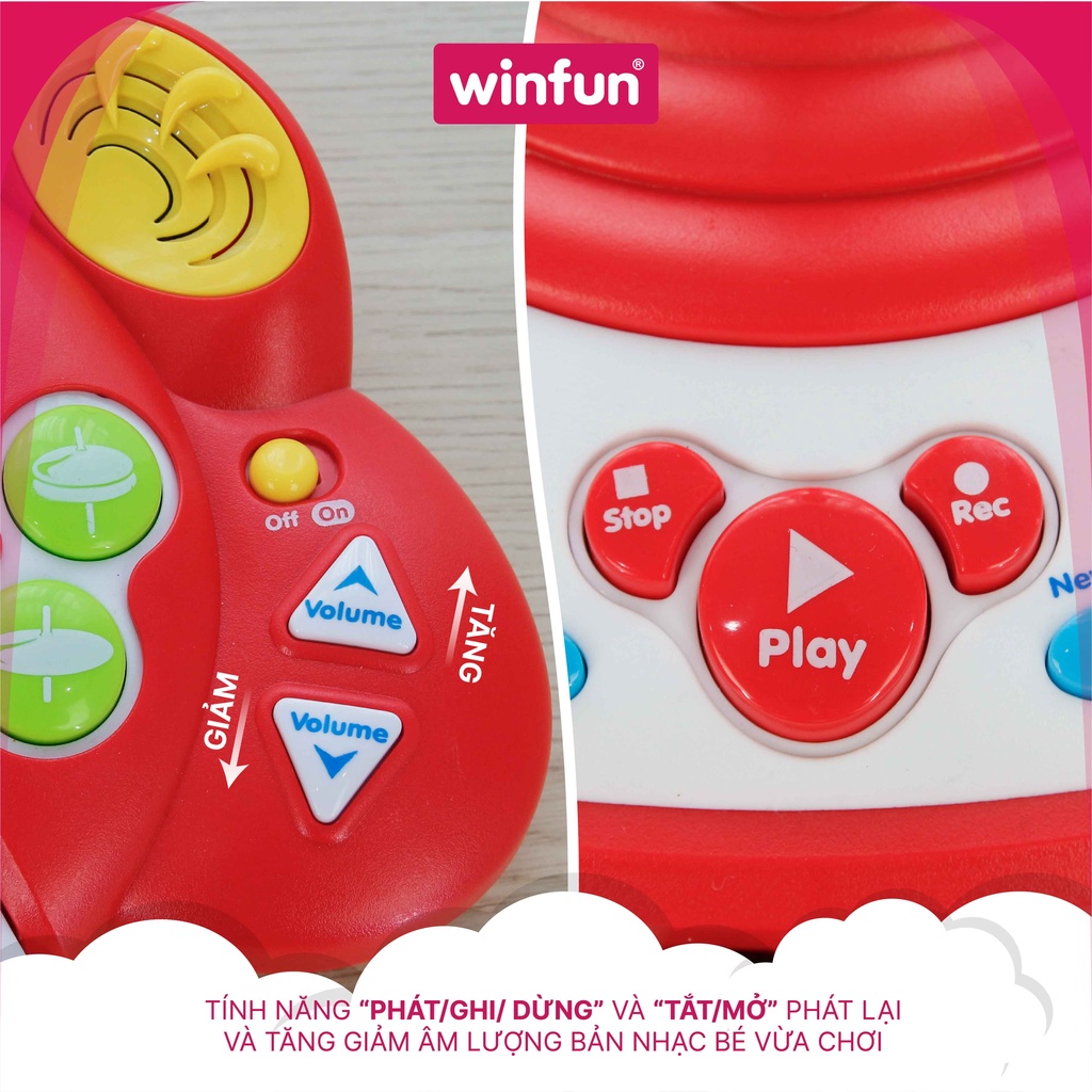 Đồ chơi đàn điện tử  kèm mic thu âm cho trẻ từ 18 tháng trở lên Winfun 2055-NL