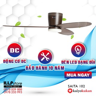 Quạt trần trang trí Nhật Kaiyokukan SAITA102, động cơ DC 6 số tiết kiệm điện, thích hợp cho phòng khách-ngủ