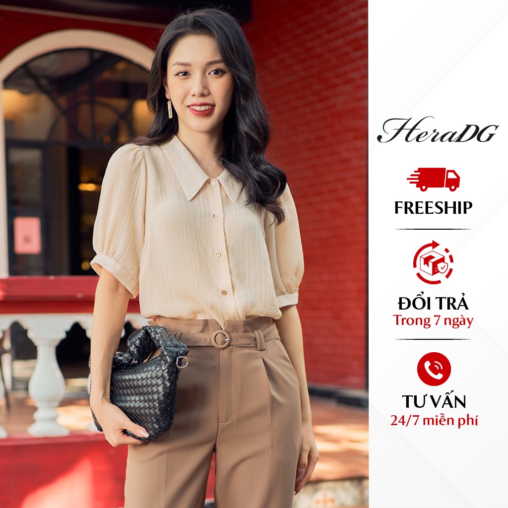 Áo Sơ Mi Công Sở Nữ HeraDG Dáng Suông Tay Bồng Với Màu Sắc Tinh Tế, Chất Vải Chiffon Cao Cấp SAKBA080