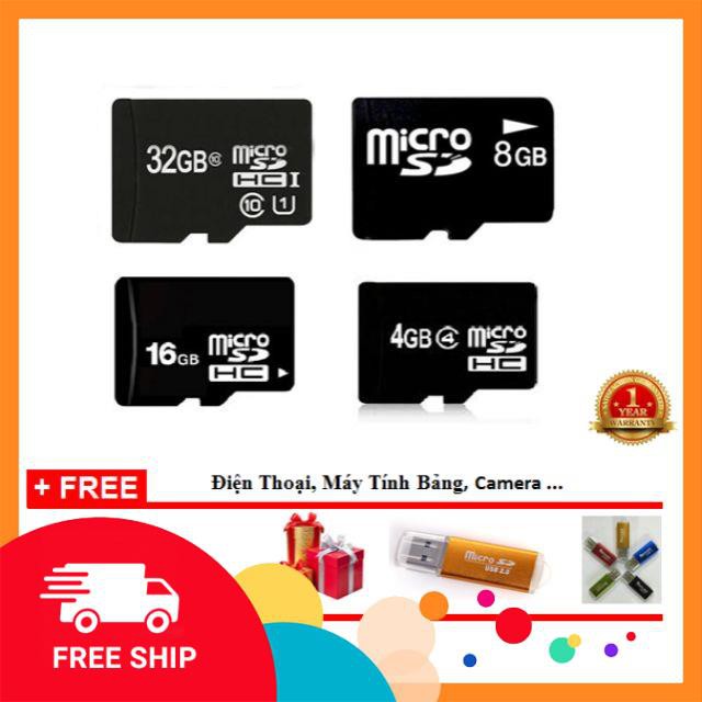 THẺ NHỚ OEM 4/8/16/32Gb microSD, DUNG LƯỢNG CHUẨN BH 12 tháng , Tặng đầu đọc thẻ nhớ nhôm nguyên khối