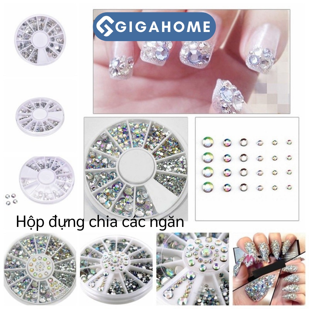 Hộp 13 Ngăn Đá Đính Trang Trí Móng Tay GIGAHOME Siêu Sáng 6508