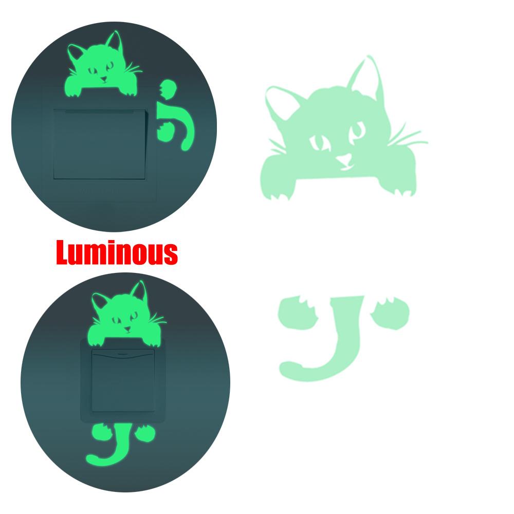 Miếng Dán Tường Hình Mèo Dạ Quang Thời Trang