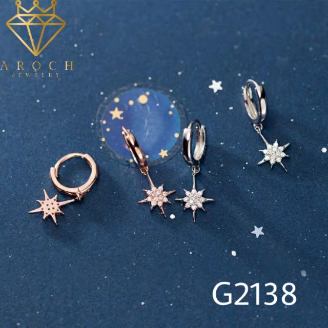 Khuyên Tai Bạc Ý ,Khuyên Tai Nấm Trắng Khóa Nữ G2138 -AROCH Jewelry