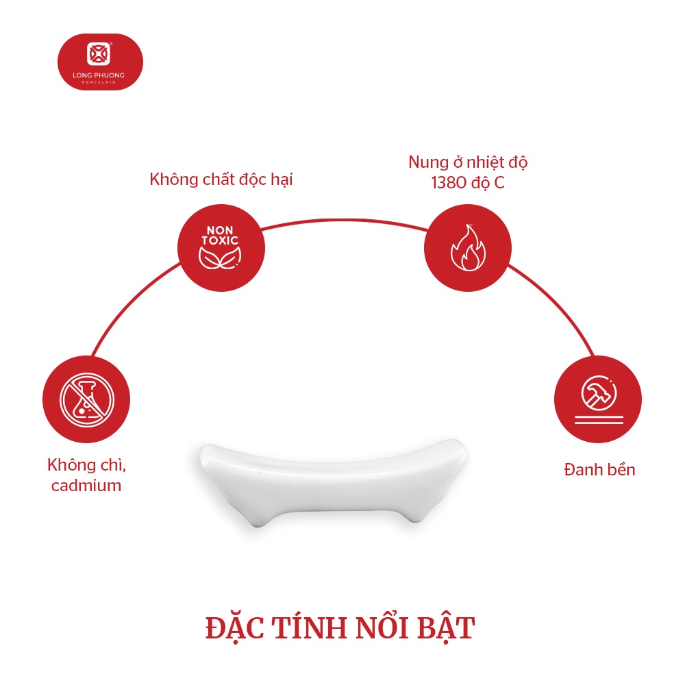 Gác đũa bằng sứ trắng cao cấp - Long Phương