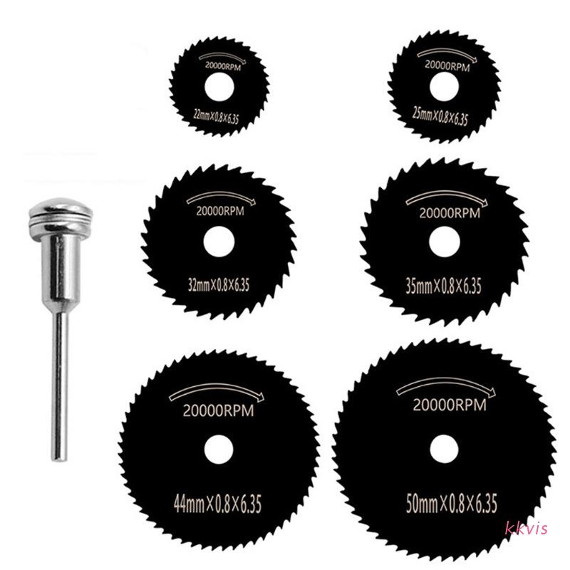 Set 7 đĩa cưa mini tốc độ cao màu đen bằng thép dành cho máy mài điện