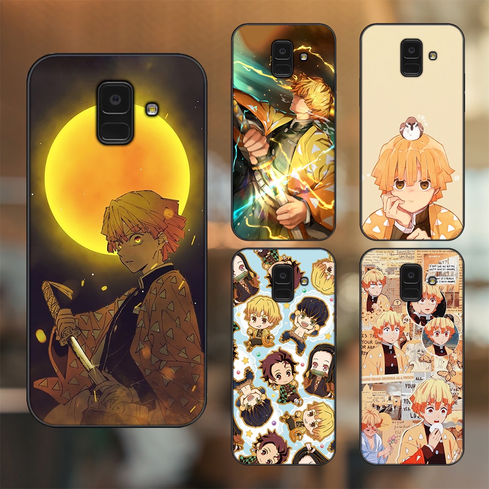 Ốp lưng Samsung A5 2018, A6 2018, A8 2018, J6 2018, A8 Plus viền đen in hình Zenitsu Kimetsu no Yaiba