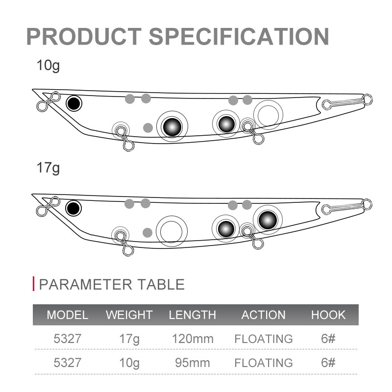 Mồi Câu Cá Giả Kingdom Walkerdog Dạng Cứng Có 10 Màu Giới Hạn Tùy Chọn Co Rút Khi Bơi 95mm/10g 120mm/17g