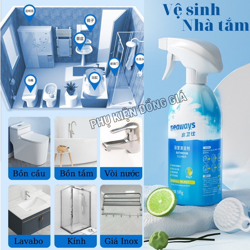Tẩy cặn Canxi thiết bị nhà tắm Seaways chính hãng