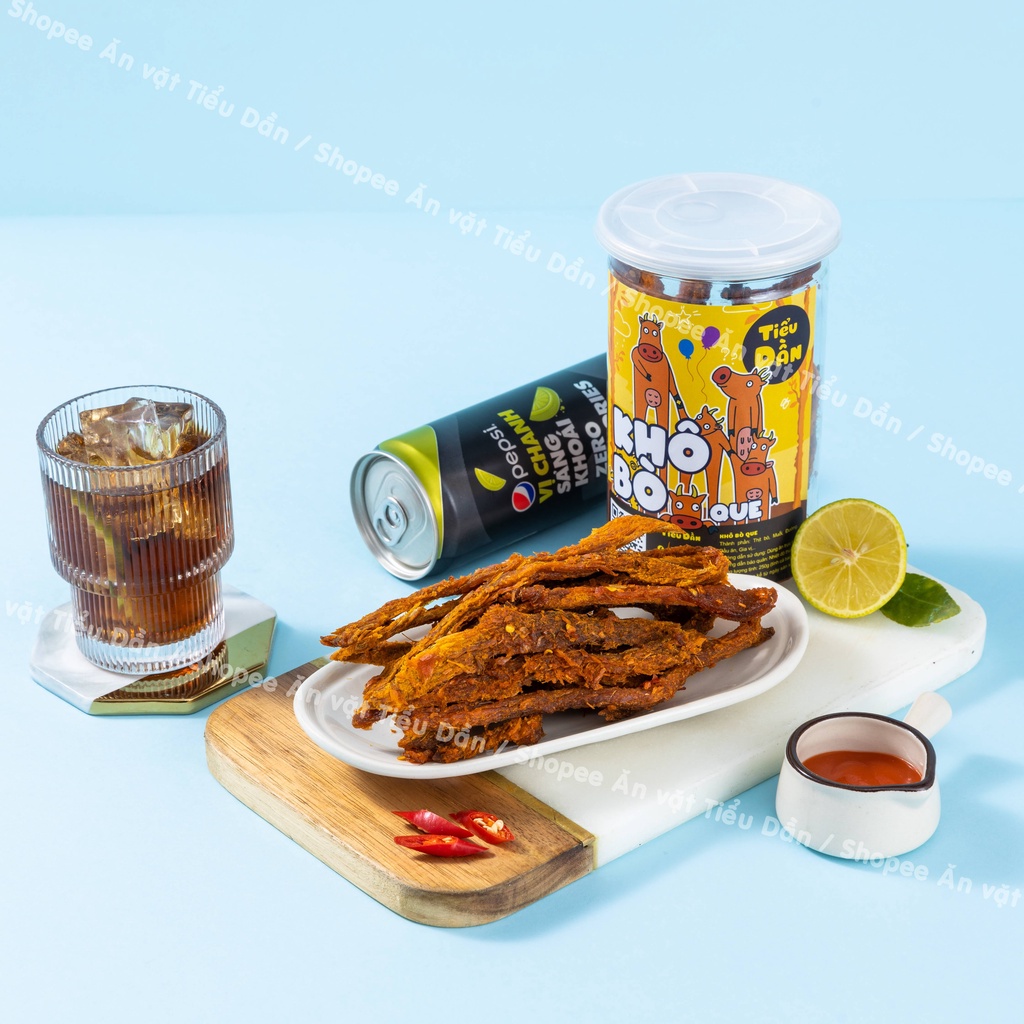 Khô bò que hũ lớn 250g Tiểu Dần đồ ăn vặt vừa ngon vừa rẻ | BigBuy360 - bigbuy360.vn