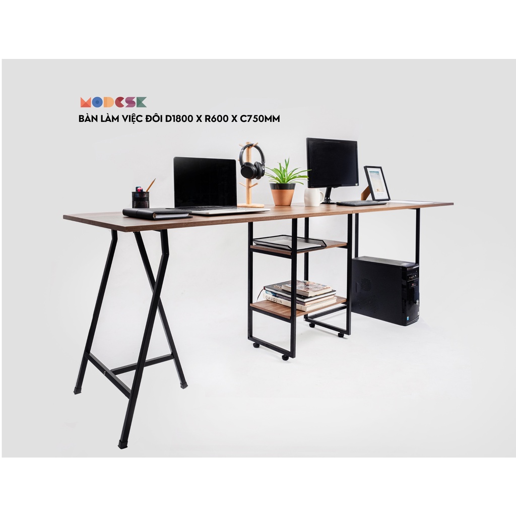 Bàn Làm Việc Đôi MODESK 1m8 khung sắt sơn tĩnh điện Chịu Lực Tốt Nội Thất Phòng Khách Làm việc