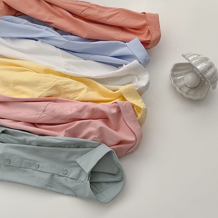 Áo Sơ Mi Tay Dài Màu Trơn Phong Cách Hàn Quốc Mẫu Mới 2022 Thời Trang Xuân Thu Cho Nữ