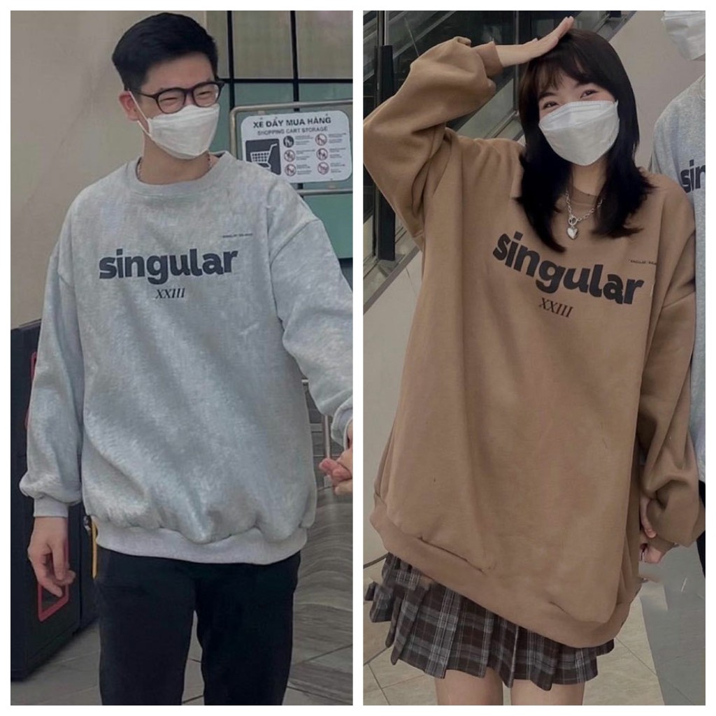 Áo hoodie chất nỉ SINGULA áo sweater form rộng Hàn Quốc_VIETSTAR