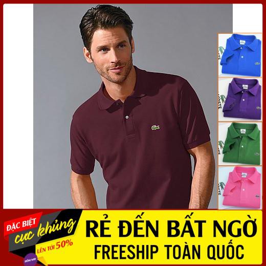 Áo Polo Nam cổ bẻ cổ trụ tay lỡ vải thun cá sấu Cotton thời trang, sang trọng lịch lãm nhiều màu | BigBuy360 - bigbuy360.vn