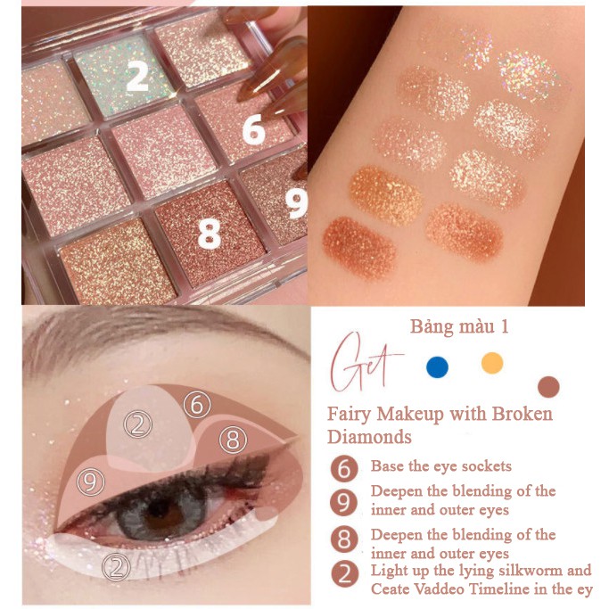 Phấn mắt FAICIA 💓FREESHIP 💓 Bảng mắt nội địa trung, bảng màu mắt 9 màu ánh ngọc trai, bảng phấn mắt nhũ bông tuyết | BigBuy360 - bigbuy360.vn