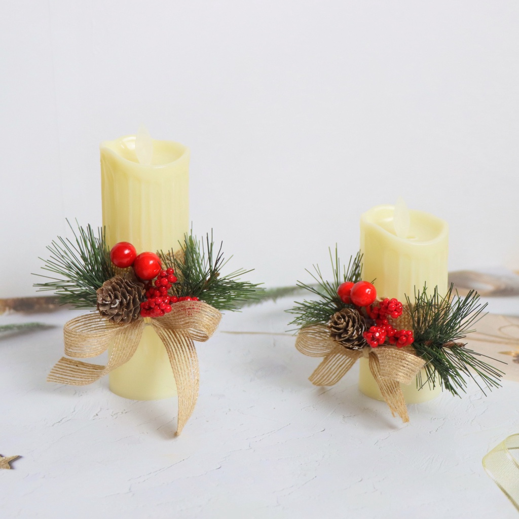 Nến Điện Tử Vintage NEN15 Trang Trí Giáng Sinh Noel