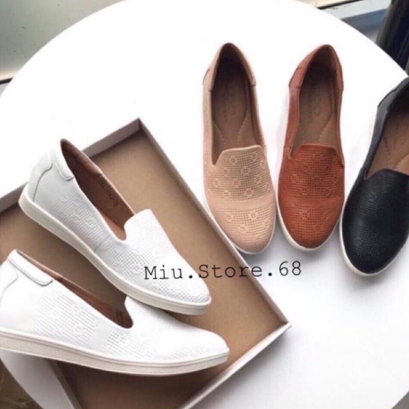 Giày slip on nữ mũi tròn dập hoa VNXK, Giày lười đế bằng êm chân hàng Xuất Xịn dễ phối đồ nữ trẻ trung, năng động