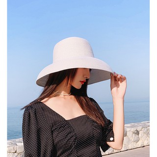 Mũ cói lồng đèn vành rộng dáng basic