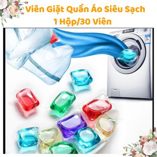✅ Viên Giặt Xả Siêu Sạch 🔴FREESHIP🔴 Giặt Quần Áo, Hàng Nội Địa, hộp 30 Viên