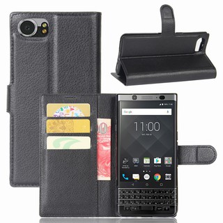 Bao da điện thoại màu trơn thời trang có ngăn đựng thẻ cho Blackberry Keyone