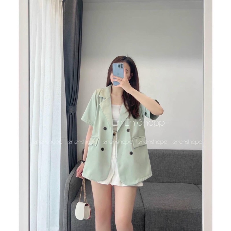 Áo BLAZER NGẮN TAY trơn kiểu dáng Croptop, blazer croptop nữ cộc tay dáng ngắn1 lớp style Hàn Quốc