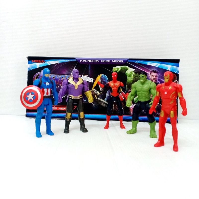 Set 5 Mô Hình Siêu Anh Hùng Avengers 12cm 15cm 17cm [2105 - 2155 - 2165] HULK THANOS SPIDER MAN CAPTAIN AMERICA IRON MAN